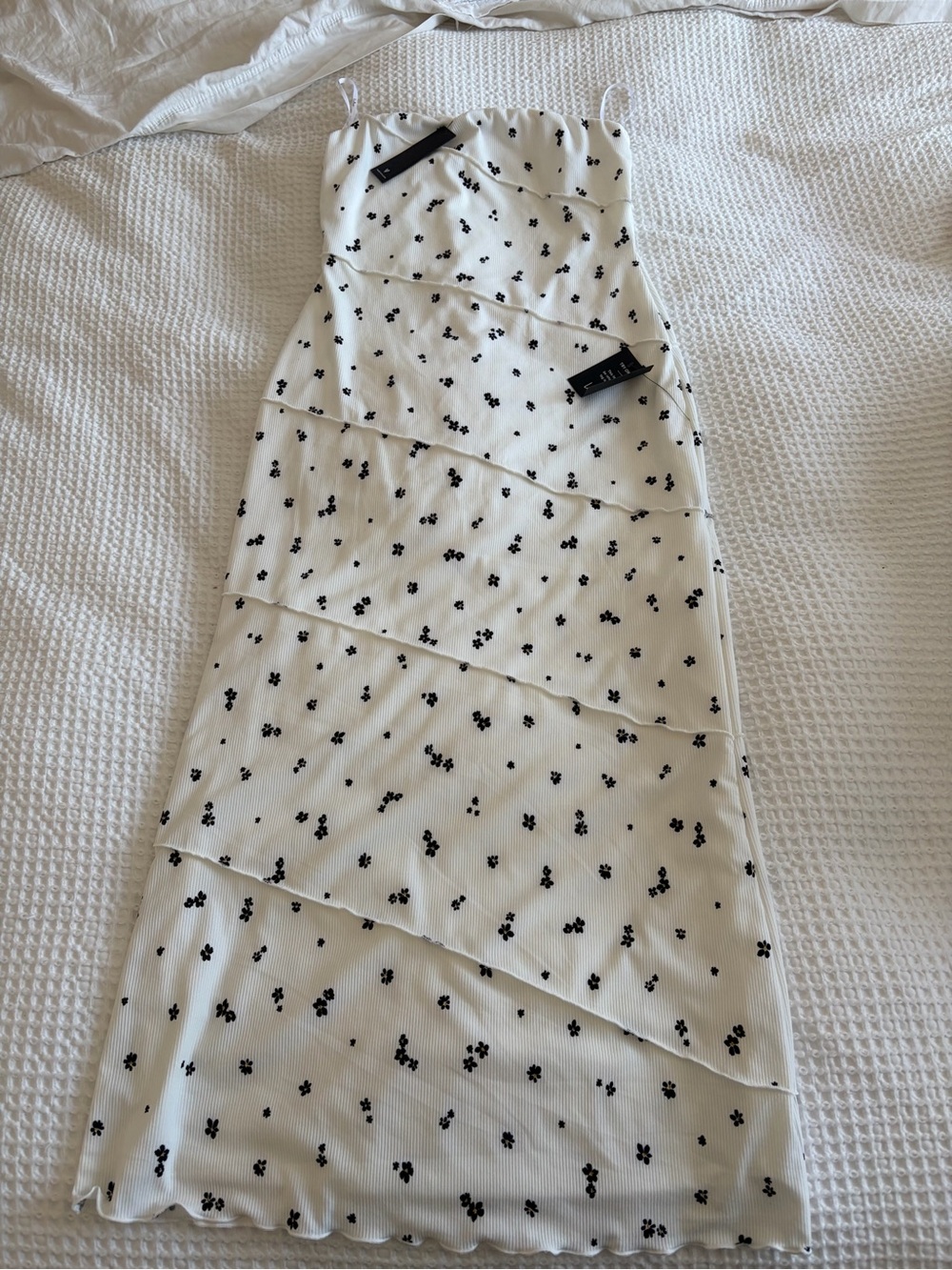 NWT Lulus White Dress with Black Floral Print